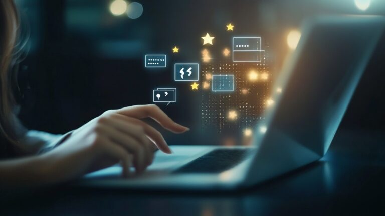 Feedback concept with user comments and online ratings, representing reputation management and customer engagement in the digital age.