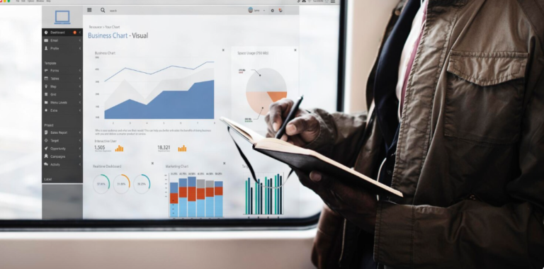 Business chart visual graphics report concept
